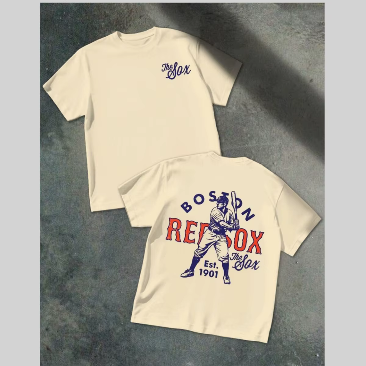 T-shirt classique des Red Sox de Boston, 100% coton, imprimé double face, design rétro d'équipe de b