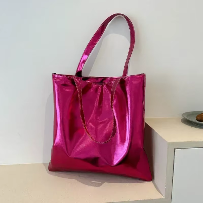 Sacs fourre-tout brillants pour femmes, pochette de Shopping de grande capacité, sacs à main en cuir