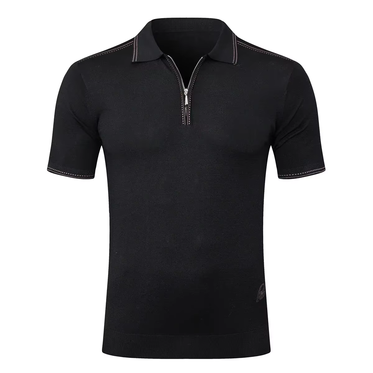 BILLIONAIRE BLSK CPRT polo soie hommes 2026 nouvelle couleur unie élastique à manches courtes mince