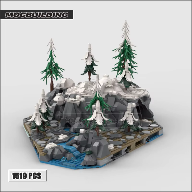 MOC-Briques de construction de château de montagne, vue sur la rue médiévale, collection d'assemblag
