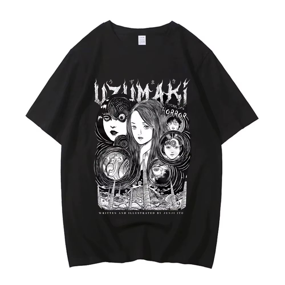 Junji Ito t-shirt fille à la mode 80s université graphique coloré esthétique t-shirt université anim