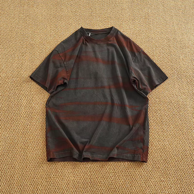 T-shirt américain à manches courtes pour hommes, ample, manches de rotateur, personnalité imprimée, 