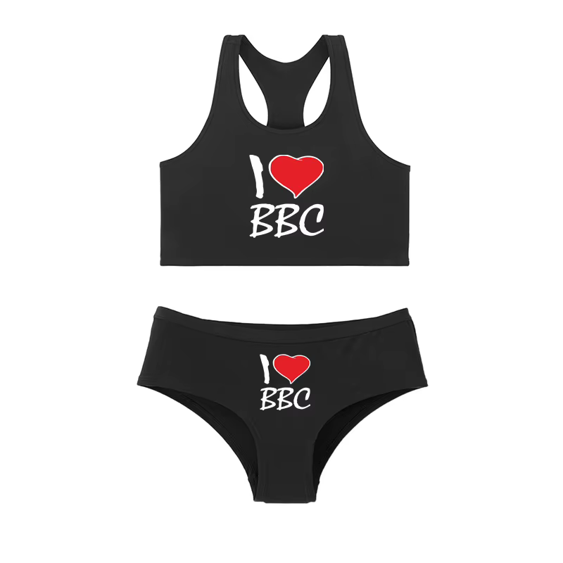 Débardeurs sexy pour femmes, ensemble de débardeurs et culottes imprimés I LOVE BBC Spades, débardeu