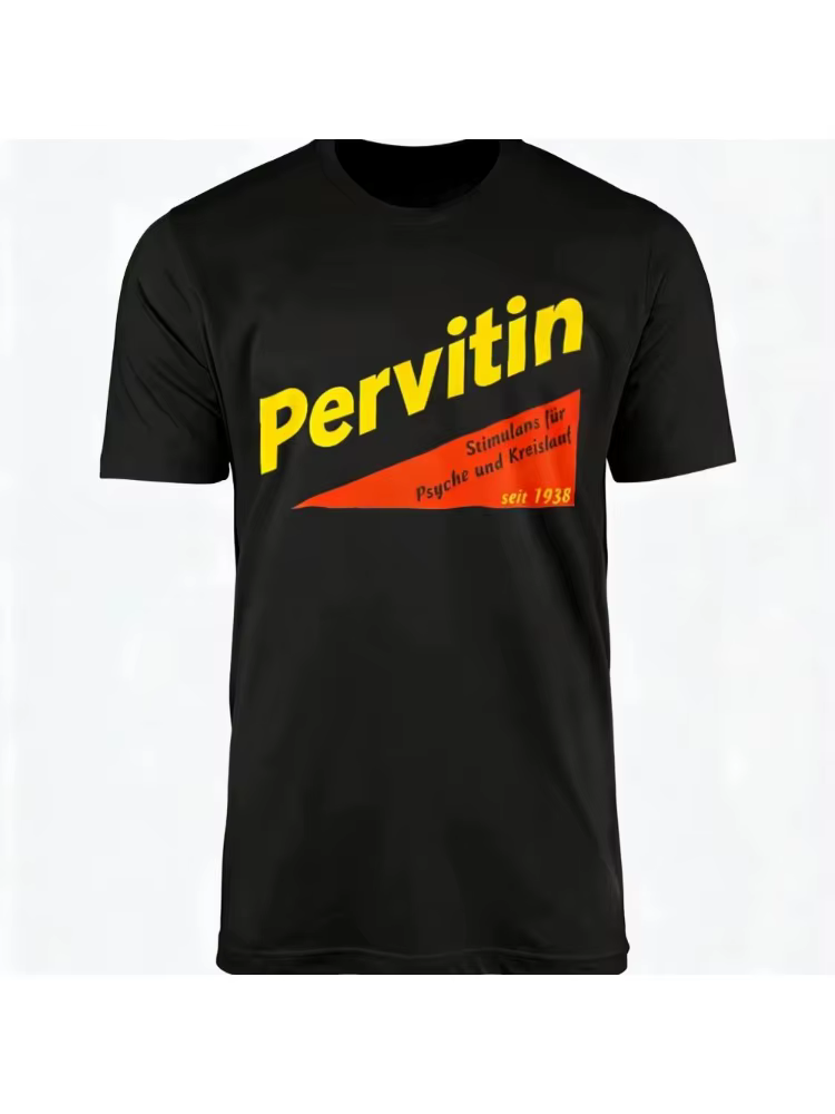 T-shirt publicitaire rétro Pervitin pour hommes et femmes, vêtements gothiques d'été, mode décontrac