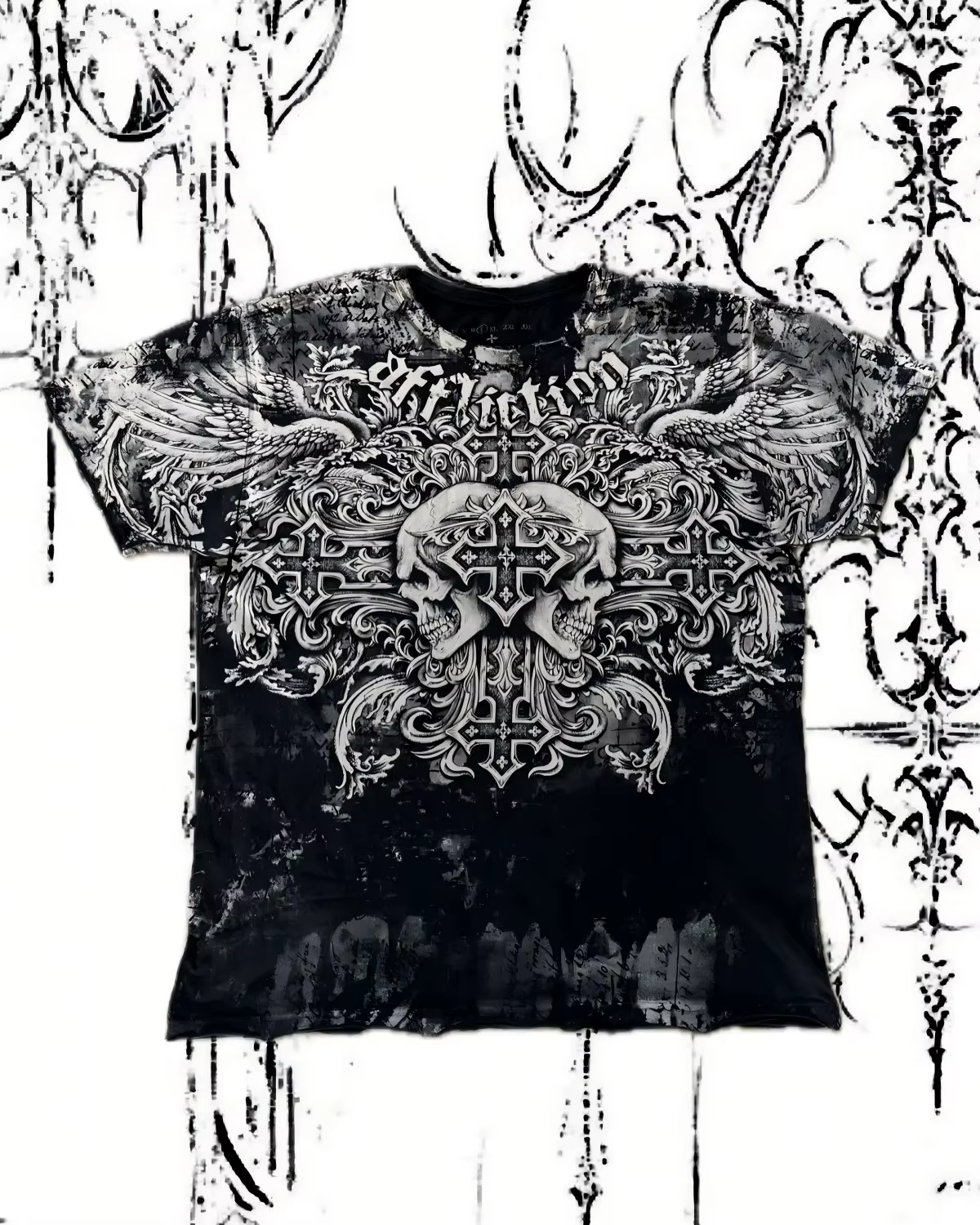 T-shirt d'été pour homme, col rond, imprimé ailes d'ange gothiques et lettres, confortable et respir