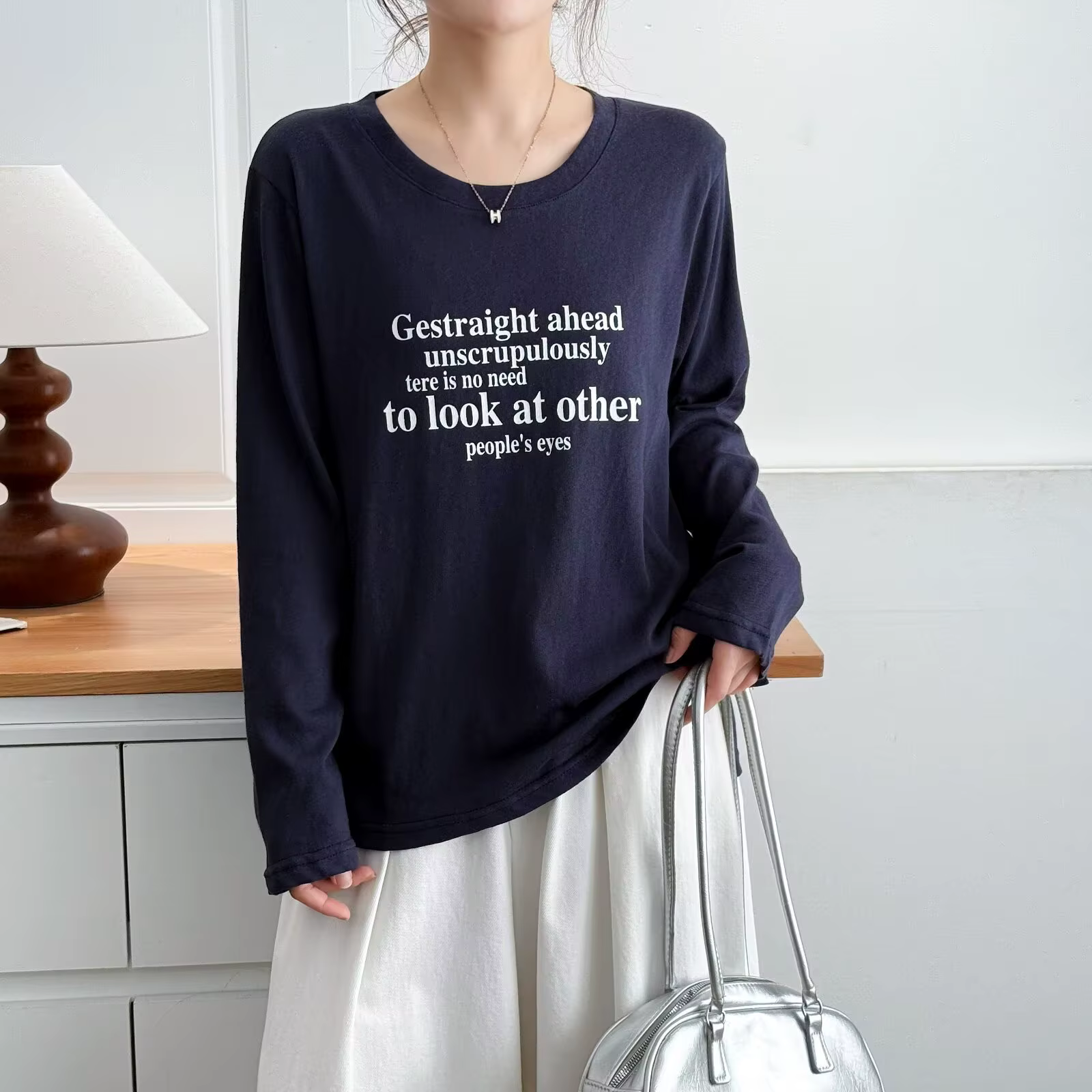 Mode grande taille femmes T-Shirt automne nouveau Style basique décontracté imprimé lettre à manches