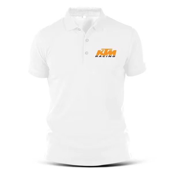 T-shirt en coton Polo KTM Racing, T-shirt de sport, broderie Racing, col unisexe, tee-shirt décontra