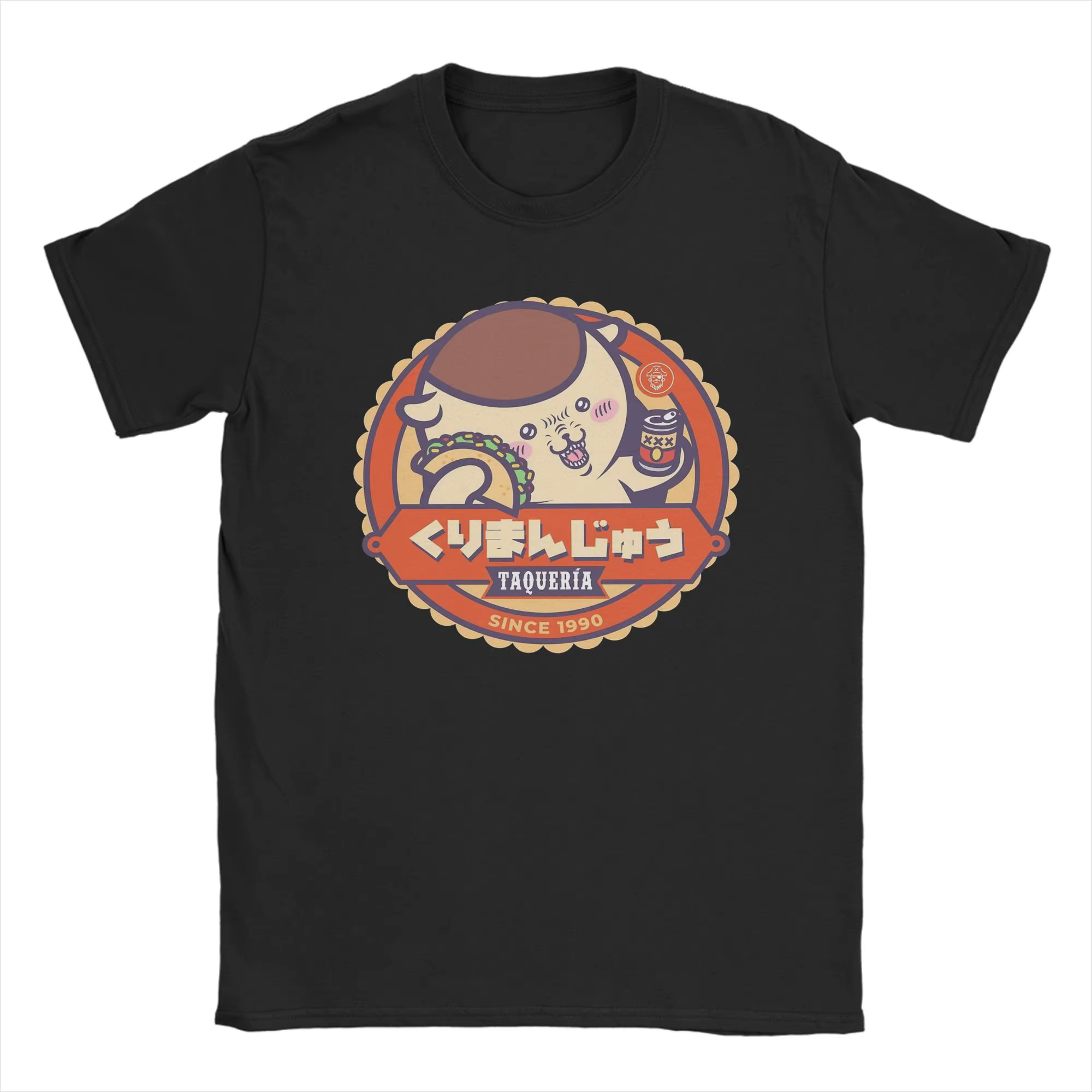 KURIMANJU TACO Chiikawas T-shirts pour hommes 100% coton T-shirt vintage col rond T-shirts à manches
