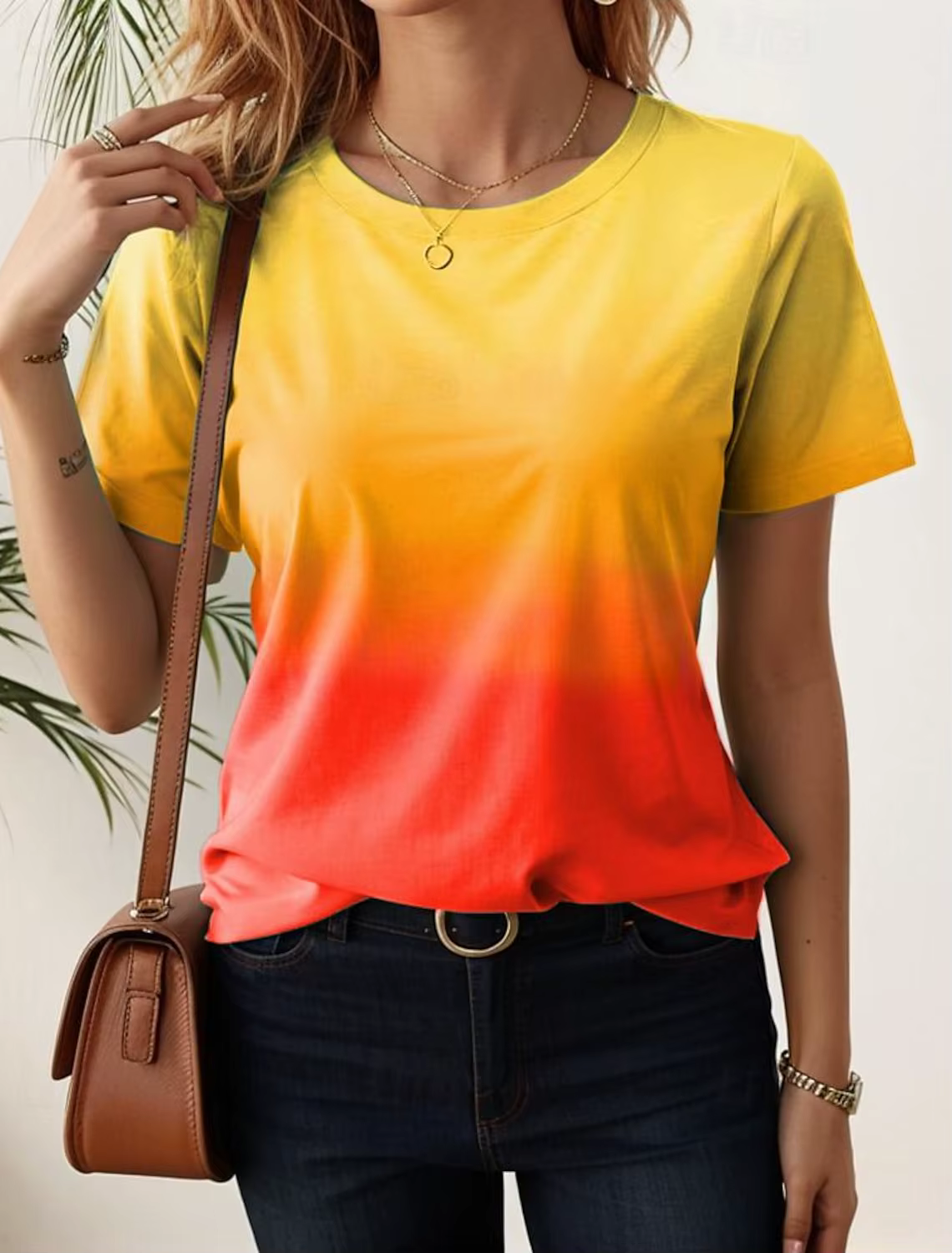 T-shirts pour femmes, imprimé dégradé 3d, vêtements décontractés pour femmes, t-shirt surdimensionné