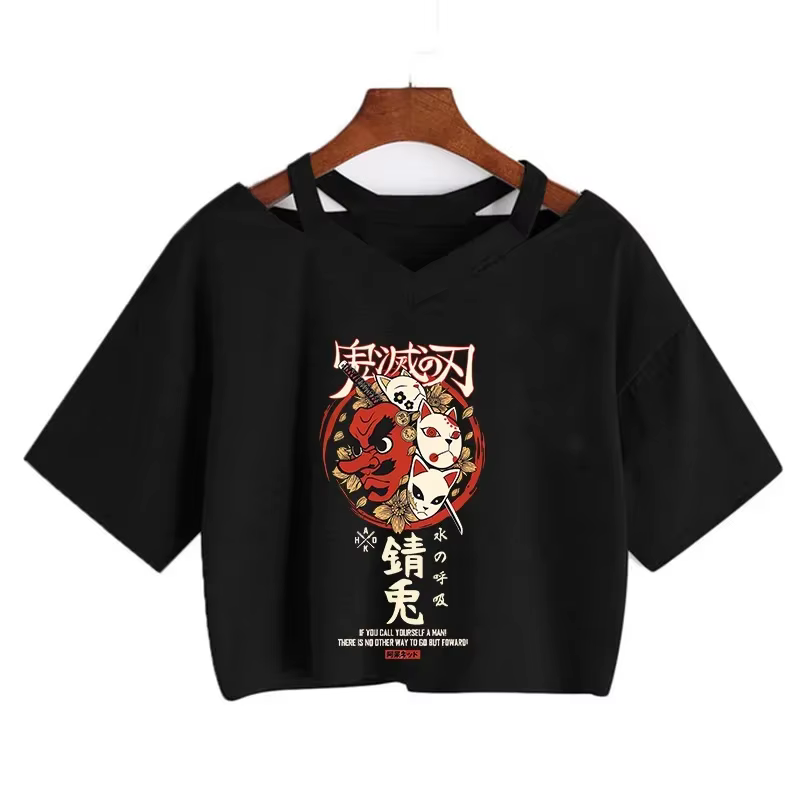 Démon Slayer T-shirt Nezuko T-shirt femmes Kimetsu No Yaiba haut court t-shirts japonais Anime Tanji