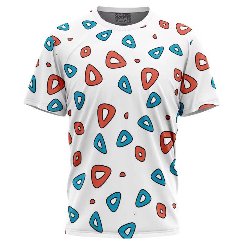 T-shirt à motif triangulaire de dessin animé mignon, impression 3D complète, col rond décontracté, m