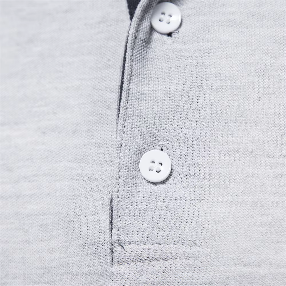 AIOPESON-Polo Brodé de Cerf à Manches sulfpour Homme, Vêtement Solide pour Document, Social et Busin