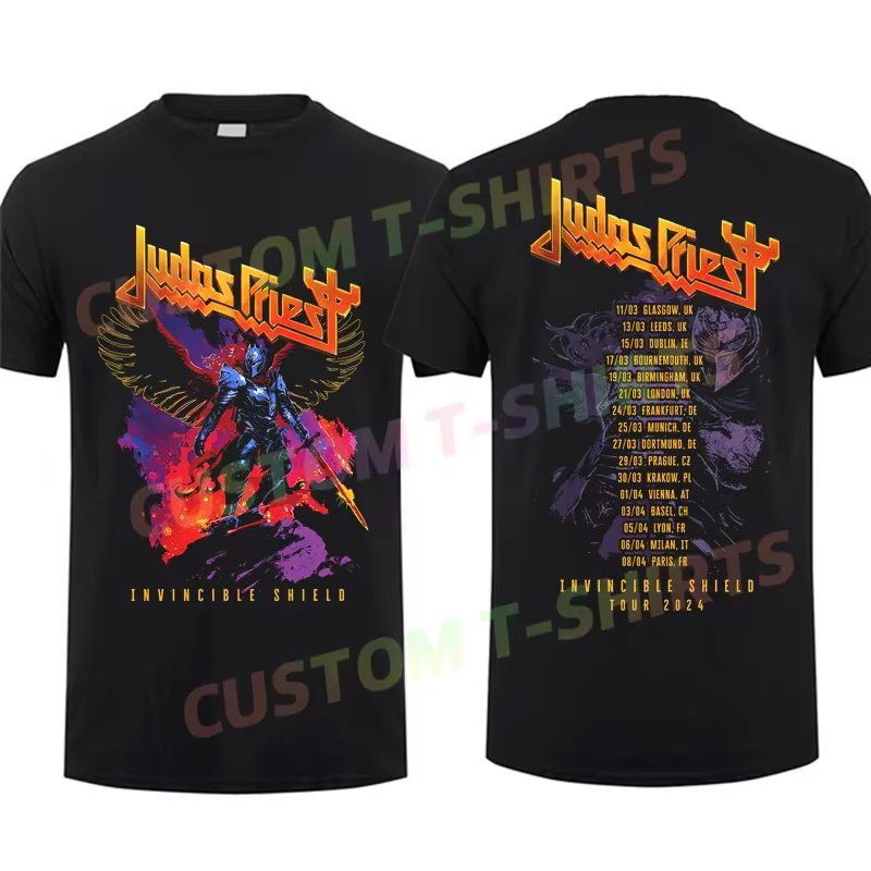 2024 Hommes Été T Shirt Judas Priest The Invincible Shield Winged Man Tour 2024 Tour T-shirt Manches