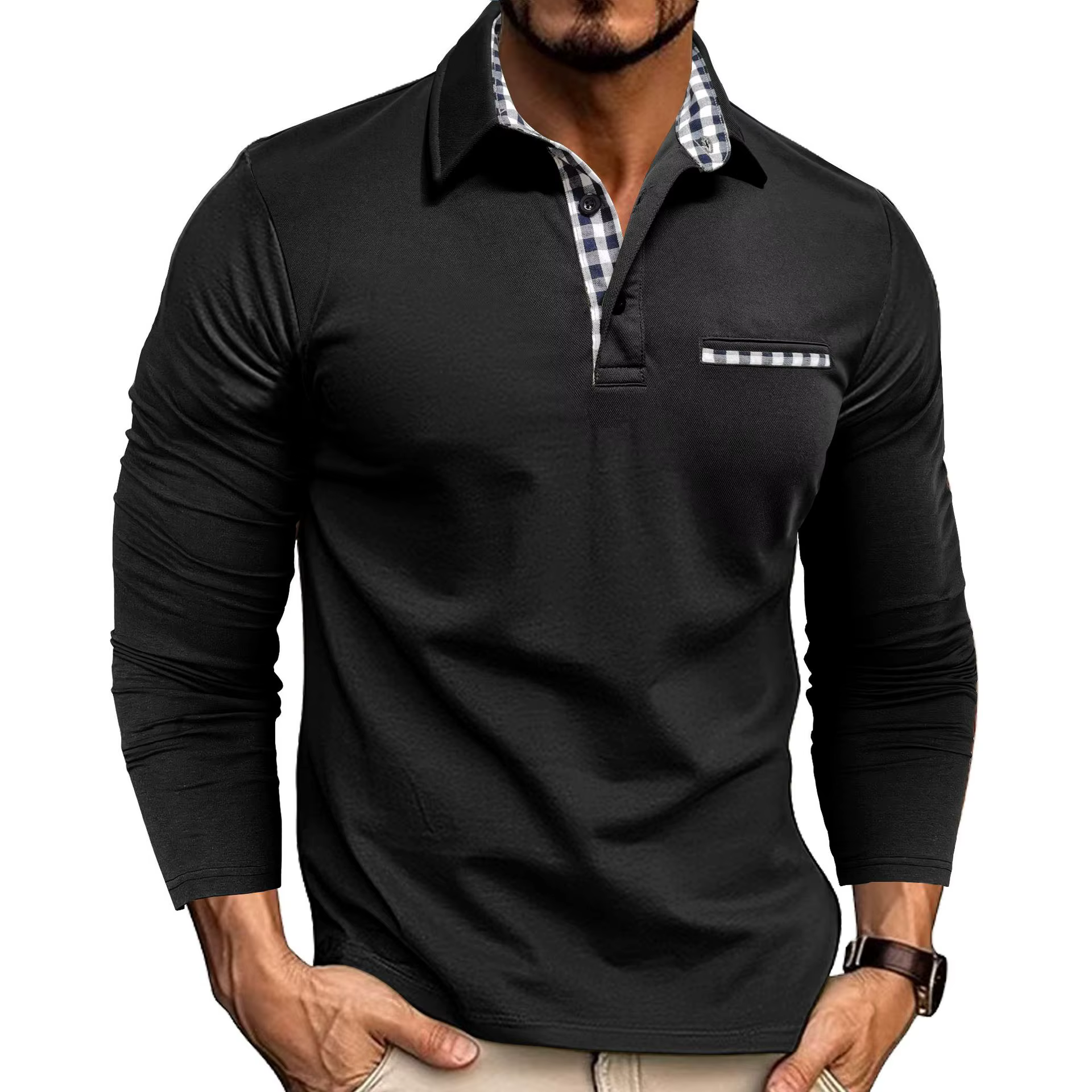 Nouveaux Polos Homme Manches Longues 2026 – Collection Printemps-Automne – Coupe Slim Décontractée –