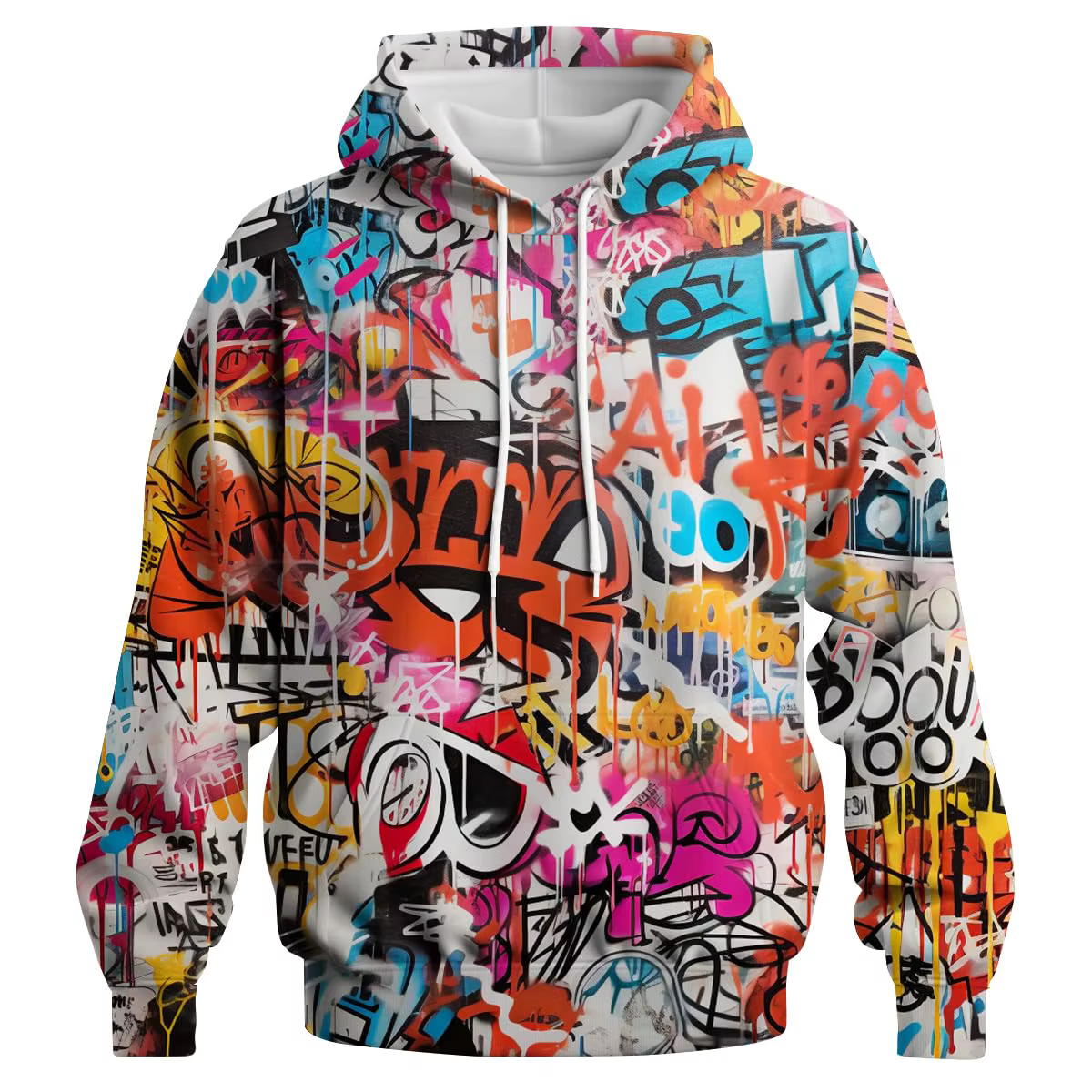Sweat-shirt à capuche pour hommes, motif graffiti artistique, décontracté, assorti avec tout, haut d