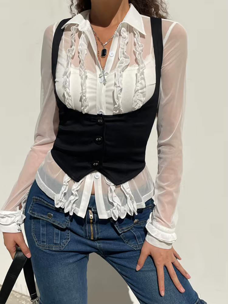 Orifice Goth-Corset Croisé Y2k pour Femme, Vintage Dark Academia, Harajuku, GlaJacket, Court, Précie