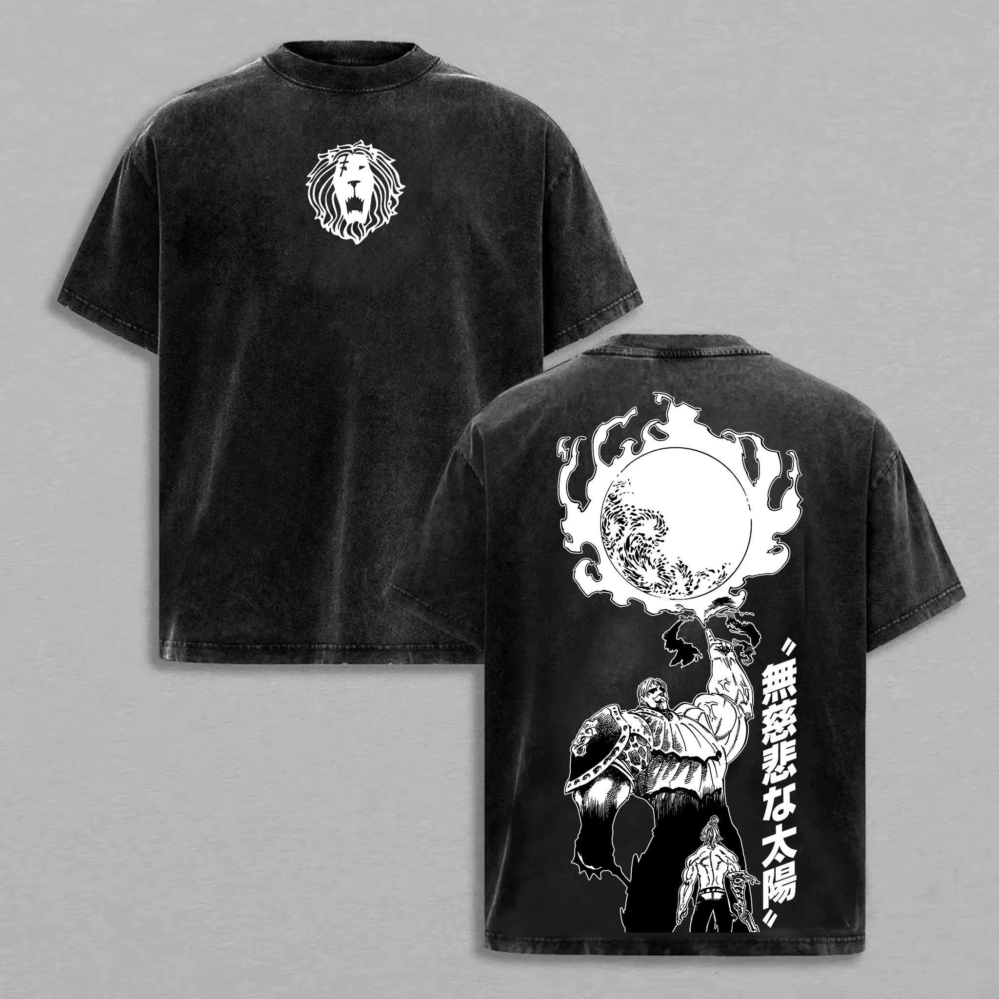 T-shirt The Seven Deadly Sins Escanor pour hommes, vêtements Anime Gothic Vintage Y2k, T-shirt délav