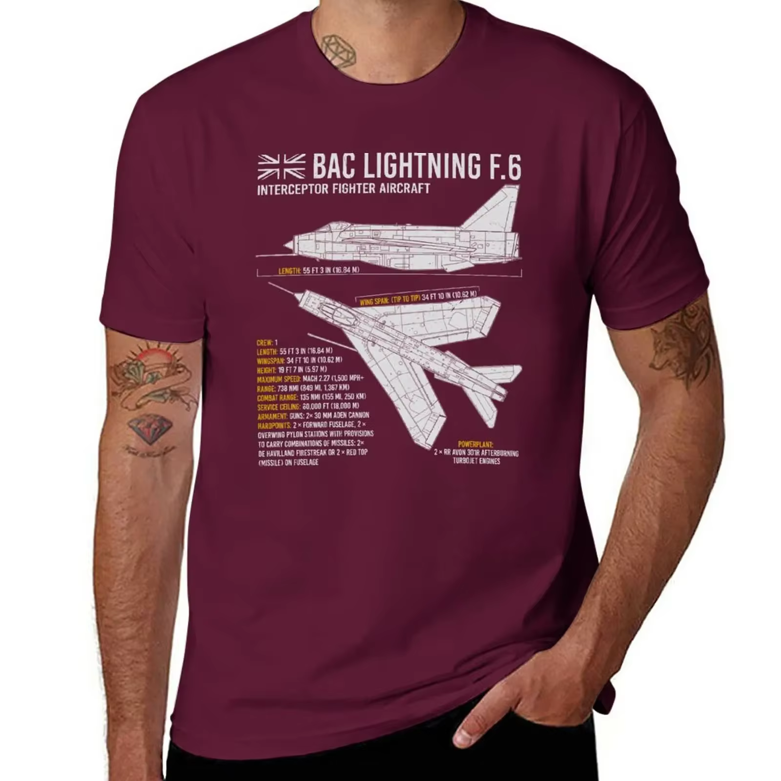 T-Shirt vintage pour homme, vêtement masculin, avec motif de pluie électrique, anglais RAF, avion br