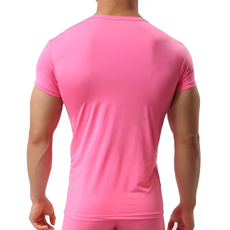 T-shirt manches courtes pour homme, estival et moulant, en soie glacée, à séchage rapide