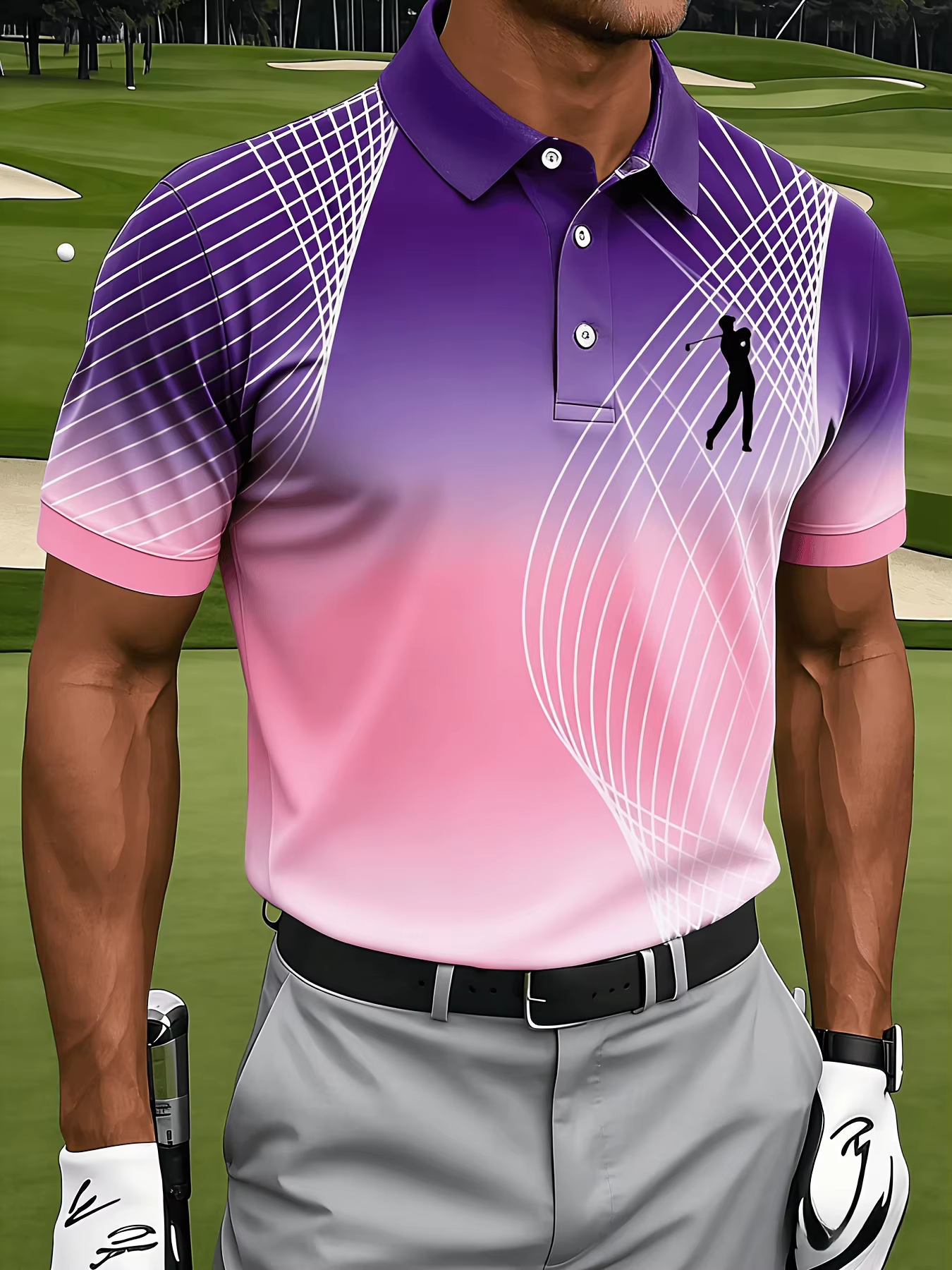 Polo d'affaires pour homme modèle 2026 - Sport de golf - Confortable et respirant - Impression 3D - 