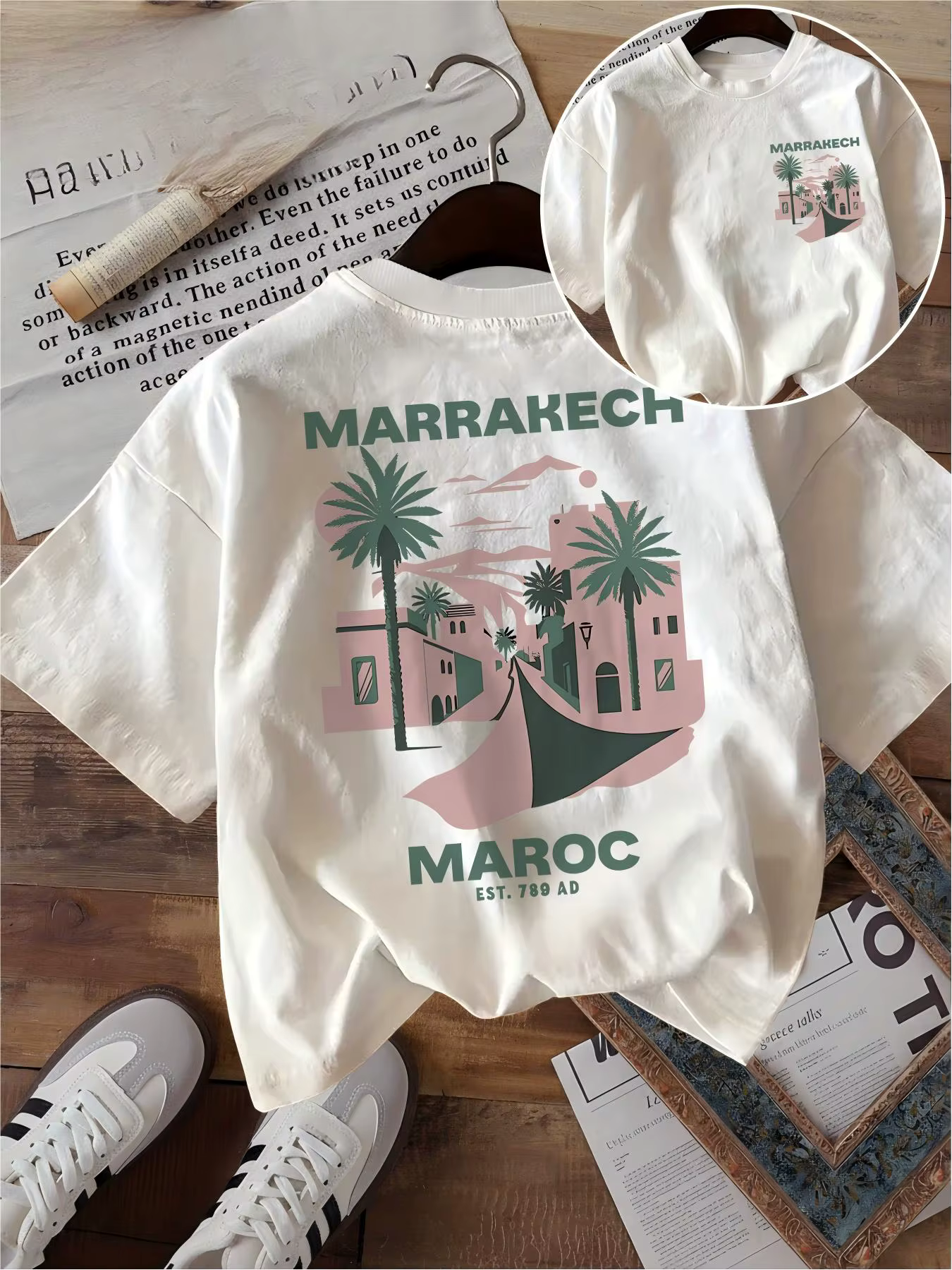 T-shirt Marrakech Maroc humoristique vintage, motif voyage au Maroc, palmier du désert, unisexe, est