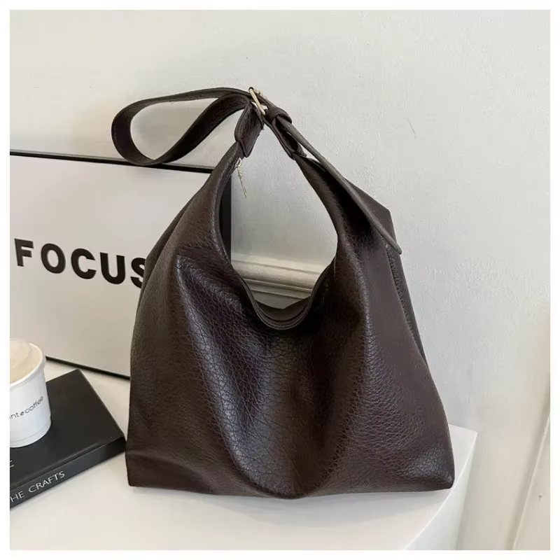 Sac fourre-tout en cuir pour femmes, tendance 2025, Simple, grande capacité, sac à bandoulière, sacs
