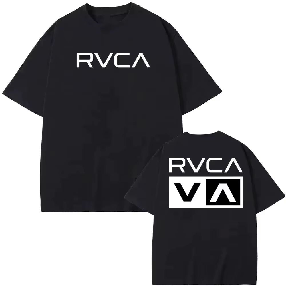 T-shirt RVCA noir en coton pour l'été, manches courtes, mode homme femme, design de marque, haut str