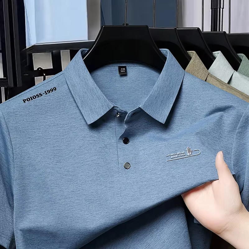 Polo pour homme à manches courtes, texture gaufrée moderne, coupe ajustée, design élégant pour le st