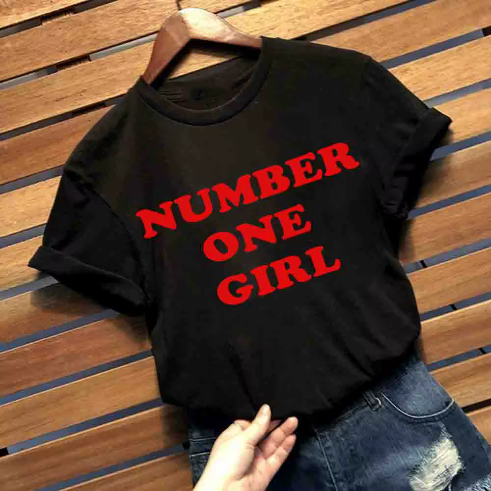 Rose-numéro une fille T-Shirts femmes chemises Harajuku Hip Hop col rond chemise à manches courtes
