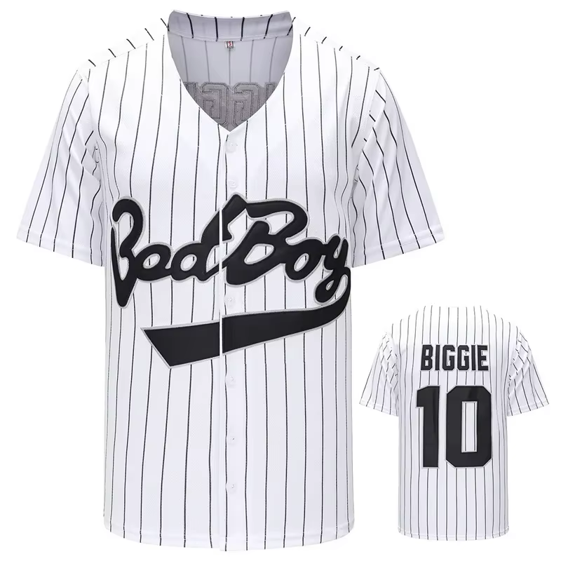 BIGGIE-Maillot de Baseball pour Homme, Sportif, Extérieur, Hip Hop, ix, Chemise, Logo, Couture, Brod