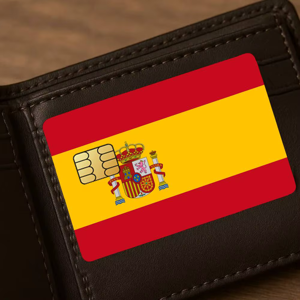 Autocollants de carte de crédit, drapeau Espana espagnol, peau pour Bus bancaire, métro, Film de cou