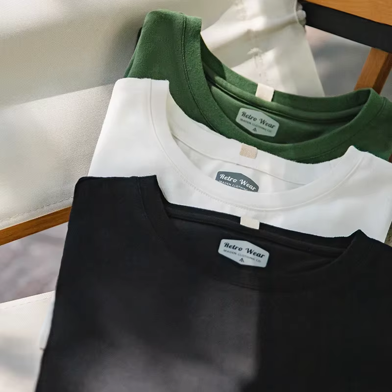 T-shirt Basique à Manches Longues Maden pour Femmes Col Rond Tops en Coton Coupe Lâche Couleur Unie