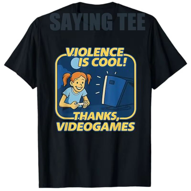 La violence est cool! Merci, jeux vidéo T-Shirt contrôleur de joueur disant T-Shirt nouveauté cadeau