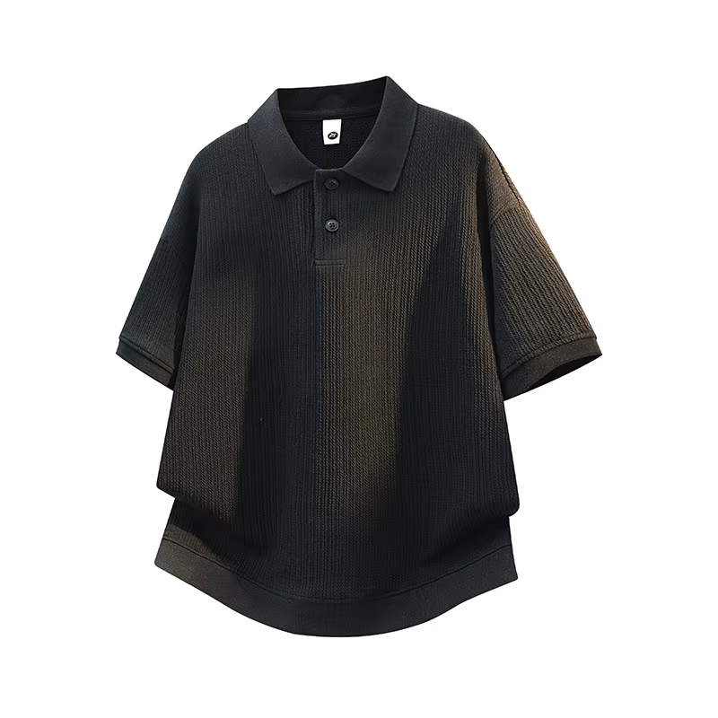 Polo à revers vertical en jacquard pour homme, nouvelle collection été 2026, pull tricoté de couleur