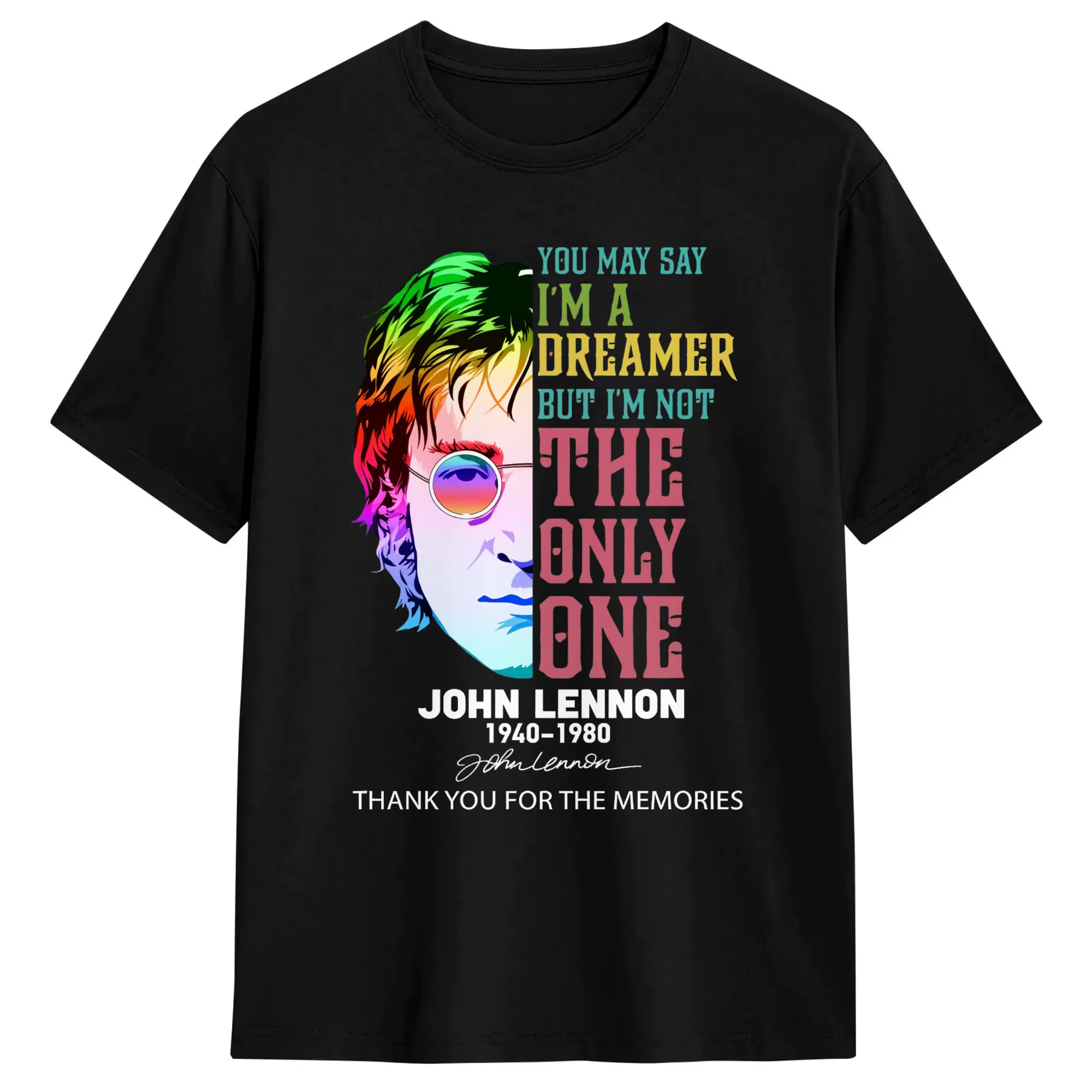 T-shirt John Lennon, T-shirt rétro Y2K d'été, 100% coton, populaire, pour hommes, imprimé