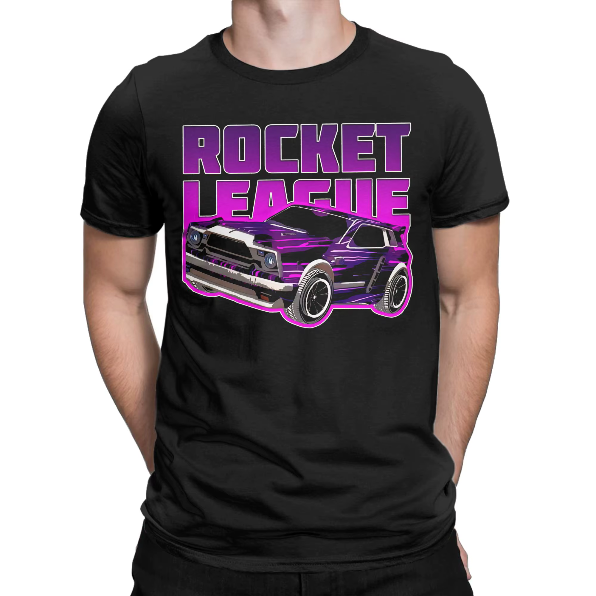 T-shirt à imprimé graphique Rocket League pour hommes et femmes, vêtements en pur coton