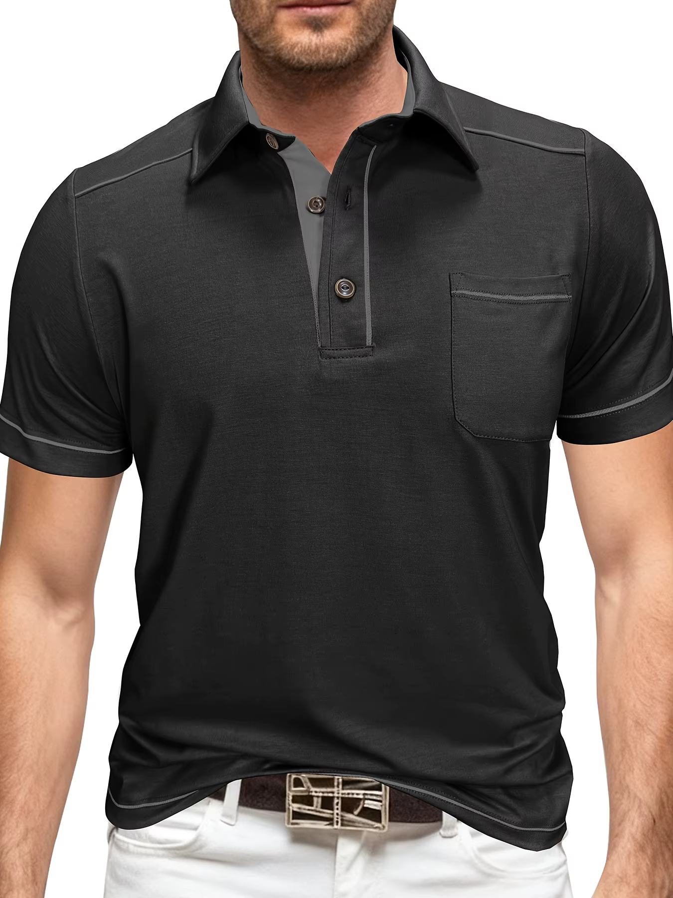 Nouveau Polo Homme Tendance 2026, Haut Décontracté Couleur Unie Été, T-shirt Col Rabattu pour Affair