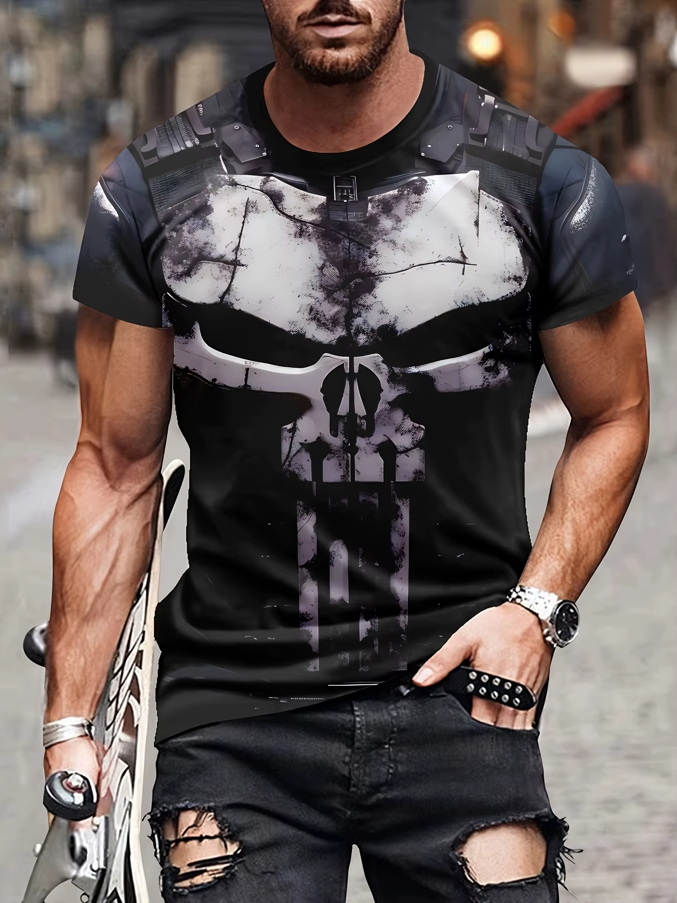 Marvel T-Shirt col rond décontracté pour hommes série Marvel Anime imprimé graphique haut super-héro