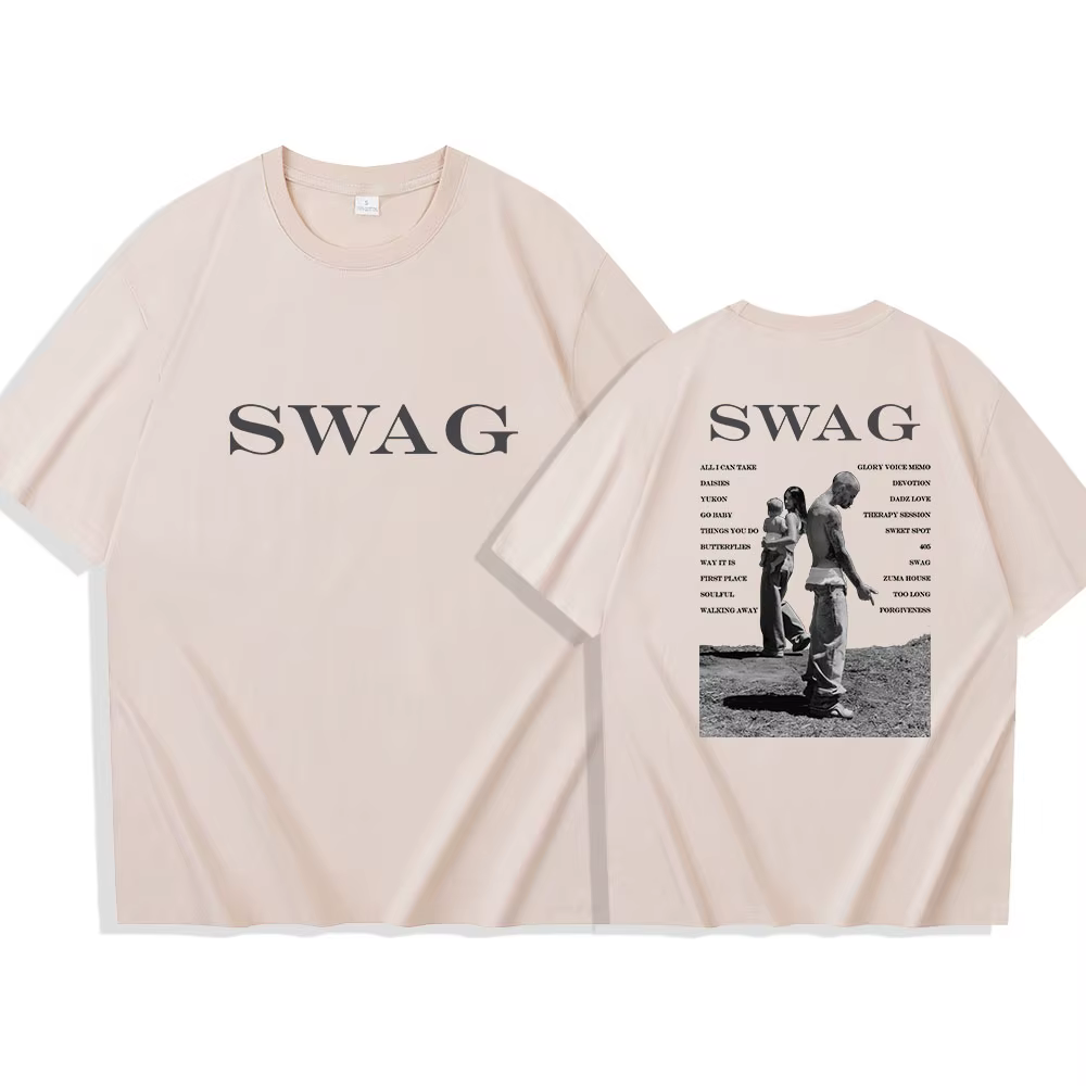 Bieber SWAG 2025 Justin Album T-shirt 2 faces col rond manches courtes chemises Fans cadeau