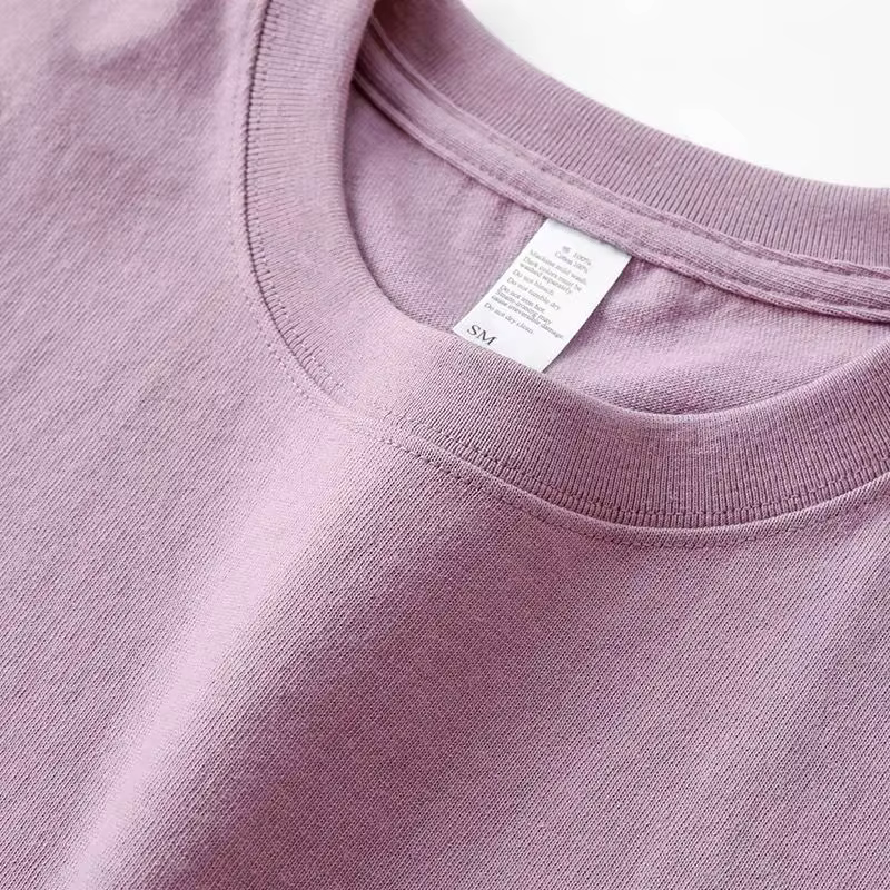 T-shirts pour hommes et femmes 300G lourd gris-violet col rond T-shirts à manches courtes femmes bas