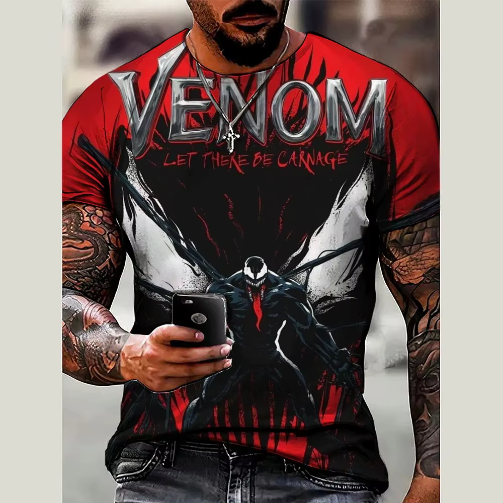 Été 3D imprimé hommes Marvel Venom hommes T-shirt vêtements T-shirt style décontracté à la mode cool