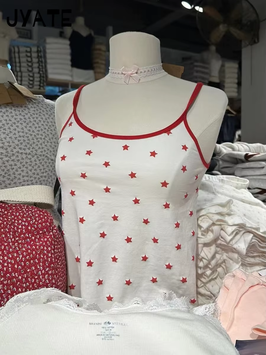 Débardeurs sans manches imprimés étoiles rouges pour femmes, nouvelle collection été, en coton, styl