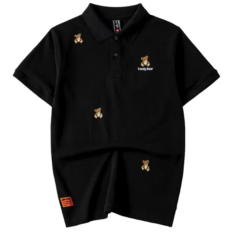 Lyprerazy été Teedy ours broderie Polo Streetwear décontracté Original hauts à manches courtes col r