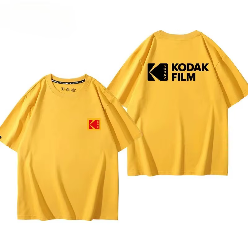 T-shirt vintage imprimé pour homme Kodak été 2026, 100% coton, sportif, décontracté, ample et confor
