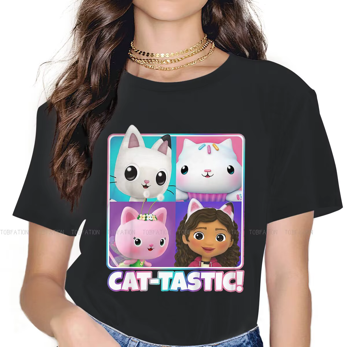 T-shirt pour femmes, boîte de bébé, 5XL, maison de poupée, Gabby, dessin animé, Tops créatifs, t-shi