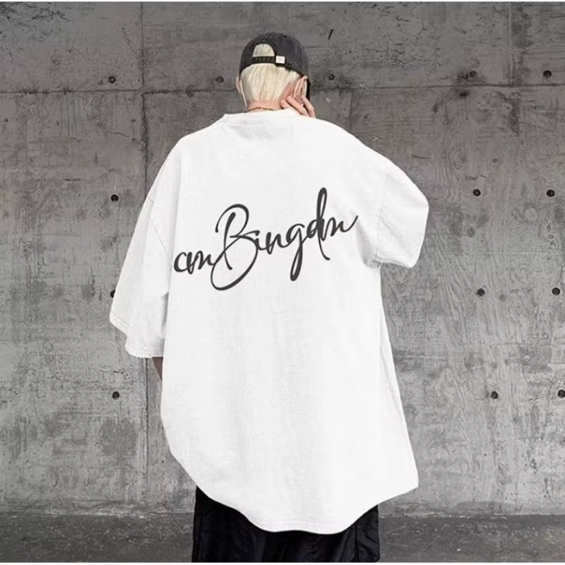 M-8XL été hommes T-shirt surdimensionné coréen décontracté Style ample lettre étoile Signature impre
