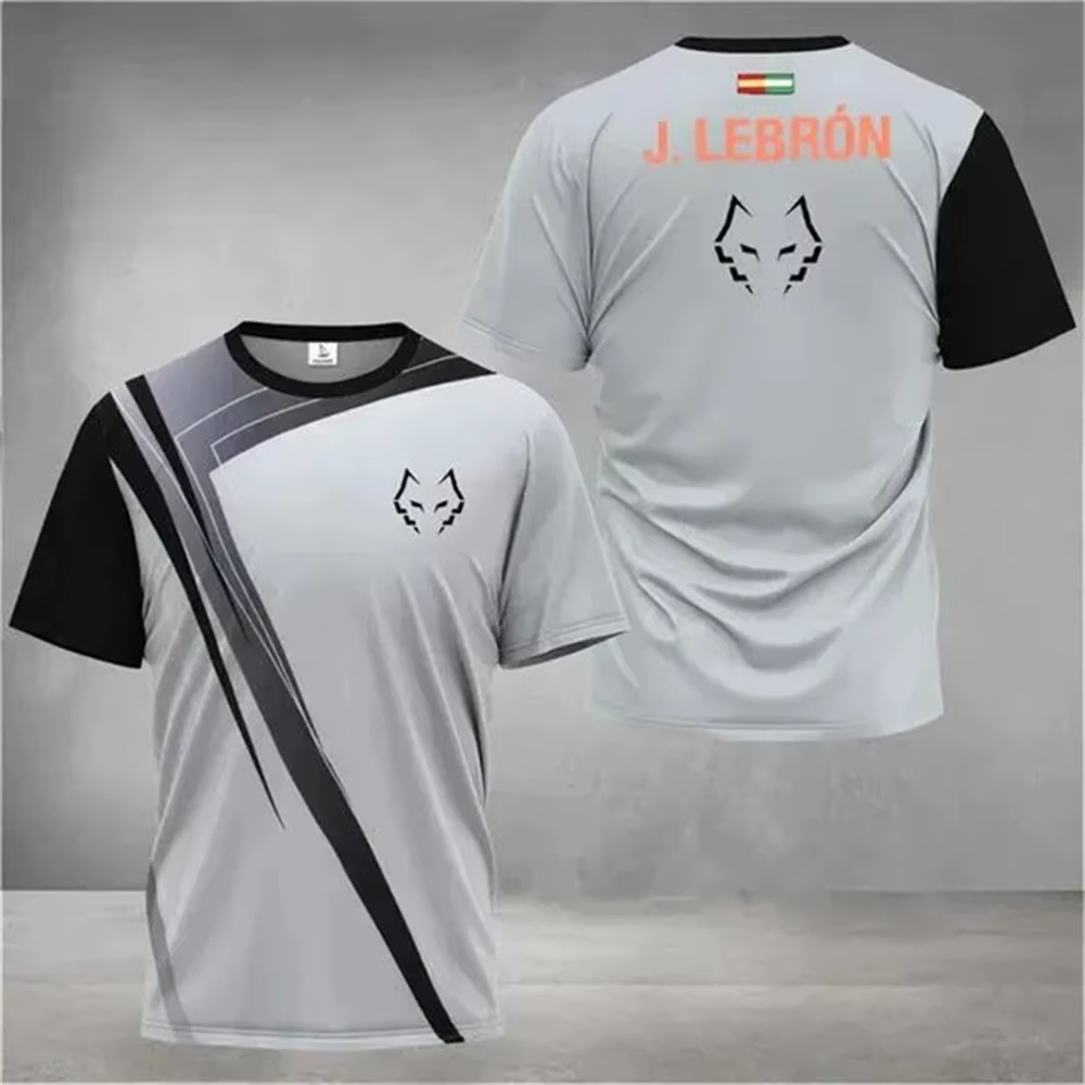 Été nouveaux hommes badminton et tennis de table dégradé rayé imprimé respirant col rond T-shirt en