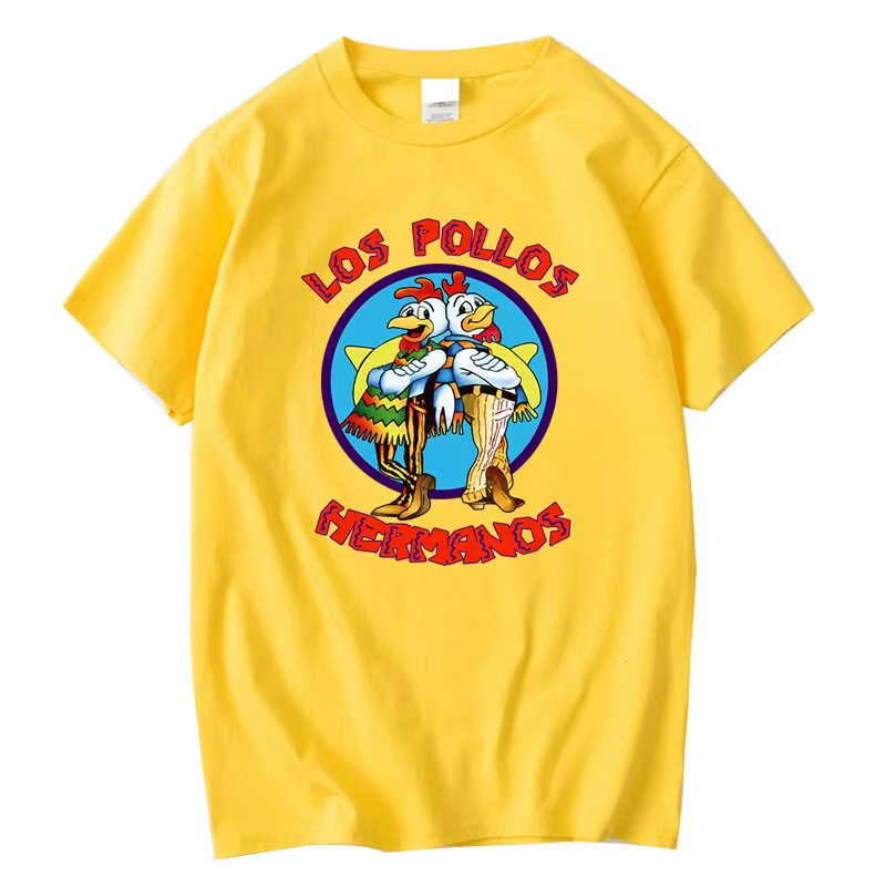Été à manches courtes hommes de haute qualité T-shirt 100% coton Breaking Bad LOS POLLOS imprimer dé
