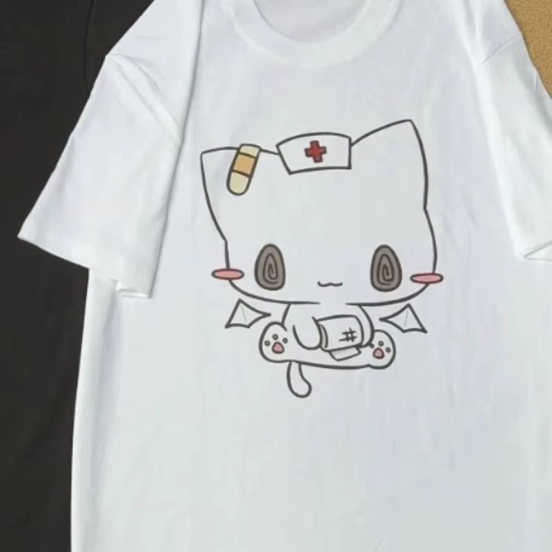 T-shirts pour femmes, imprimés de dessins animés, drôles, pour couples, manches courtes, col rond, a