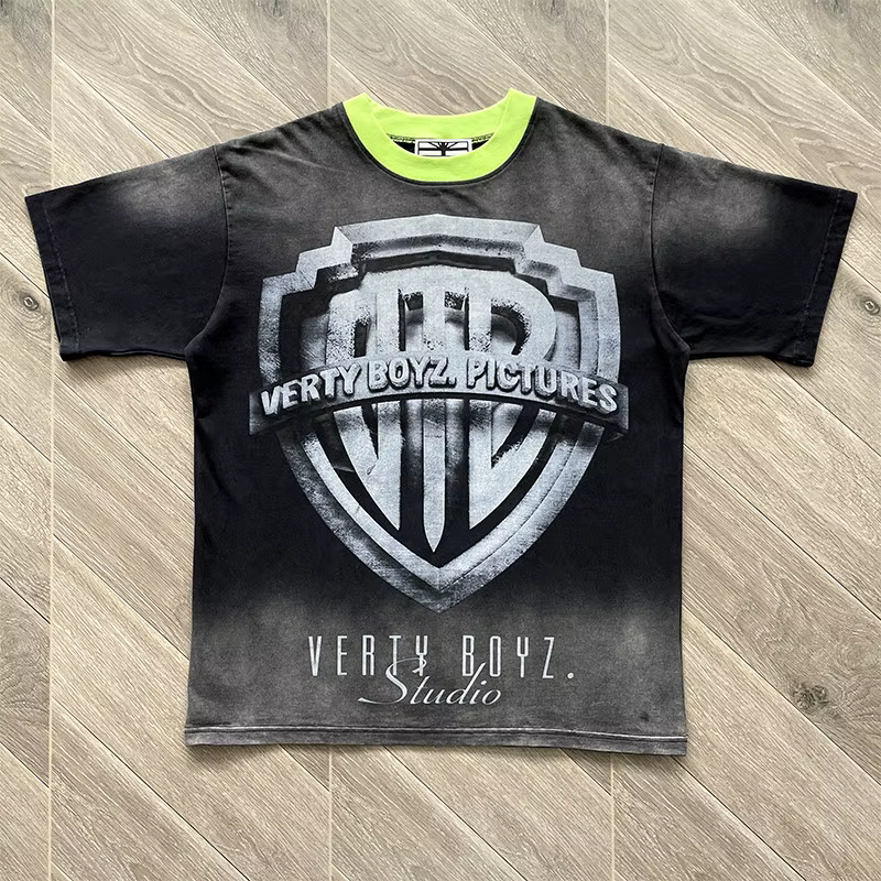 T-shirt décontracté à manches courtes pour hommes et femmes Vertabrae American Street Dark Rap Day F